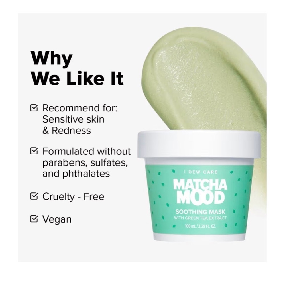 I Dew Care Matcha Mood Face Mask Green Tea Soothing Hydrating Korean KBeauty - Picture 3 of 7